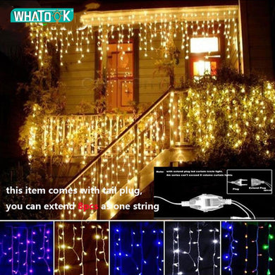 Christmas Garland LED Curtain Icicle String Light 220V 4.5m 100Leds Indoor Drop LED Party Garden Stage Outdoor Decorative Light